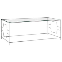 vidaXL Table basse Argenté 120x60x45 cm Acier inoxydable et verre