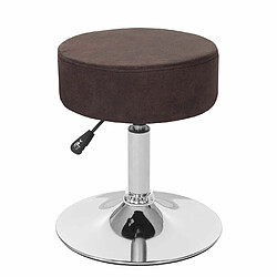 Acheter Decoshop26 Tabouret réglable en hauteur Ø 35cm imitation daim marron foncé vintage 04_0005330