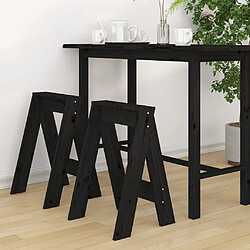 vidaXL Tabourets lot de 2 noir 40x40x60 cm bois massif de pin 