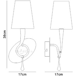 Luminaire Center Applique murale Paola avec interrupteur 1 Ampoule E14, argent peint avec Abat jour noir &amp; goutelettes en verre noir