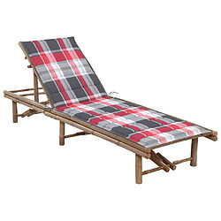 Helloshop26 Transat chaise longue bain de soleil lit de jardin terrasse meuble d'extérieur avec coussin bambou 02_0012286