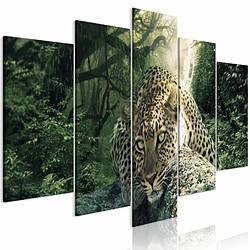 Paris Prix Tableau 5 Panneaux Leopard Lying Wide Pale Green 100 x 200 cm 