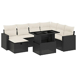 vidaXL Salon de jardin 8 pcs avec coussins noir résine tressée