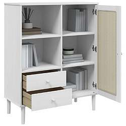 Avis vidaXL Buffet SENJA aspect rotin blanc 90x40x112cm bois massif de pin