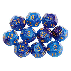 10pcs 12 découpes en dés driz polyvalent pour dungeons et dragons jeux de table bleu violet Jeu de fête Jeu