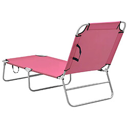 Avis vidaXL Chaise longue pliable acier et tissu rose