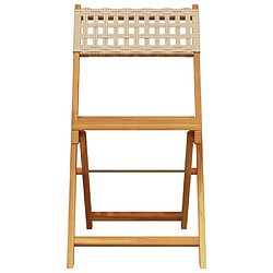 Avis vidaXL Ensemble de bistro 3 pcs beige résine tressée et bois massif