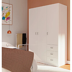 Pegane Armoire placard / meuble de rangement coloris blanc - Hauteur 180 x Longueur 120 x Profondeur 50 cm pas cher