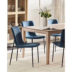 Beliani Chaise de salle à manger GLENDIVE Set de 4 Tissu Bleu foncé