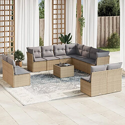 Maison Chic Salon de jardin avec coussins 12 pcs | Ensemble de Table et chaises | Mobilier d'Extérieur beige résine tressée -GKD55098