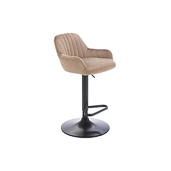 Acheter Vente-Unique Tabouret de bar en velours et métal noir - Hauteur réglable - Beige - ELEANA