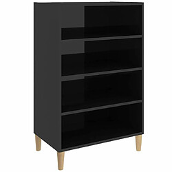 Maison Chic Buffet,Meuble de Rangement,commode pour salon,Cuisine Noir brillant 57x35x90 cm Aggloméré -MN52498