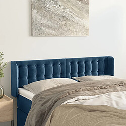 Maison Chic Tête de lit scandinave avec oreilles,meuble de chambre Bleu foncé 147x16x78/88 cm Velours -MN64515