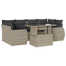 vidaXL Salon de jardin avec coussins 7 pcs gris clair résine tressée