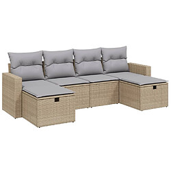 vidaXL Salon de jardin avec coussins 6pcs mélange beige résine tressée