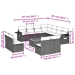 Acheter vidaXL Salon de jardin 12 pcs avec coussins noir résine tressée