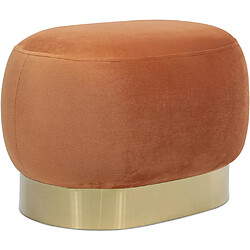 ICONIK INTERIOR Pouf - Velours et métal - Luxe Orange