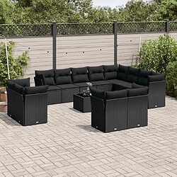 Maison Chic Salon de jardin avec coussins 13 pcs | Ensemble de Table et chaises | Mobilier d'Extérieur noir résine tressée -GKD40384