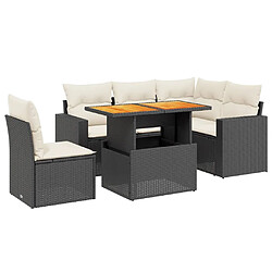 vidaXL Salon de jardin 6 pcs avec coussins noir résine tressée