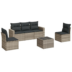 vidaXL Salon de jardin 6 pcs avec coussins gris clair résine tressée