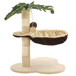 Helloshop26 Arbre à chat griffoir grattoir niche jouet animaux peluché en sisal 50 cm beige et marron 3702040