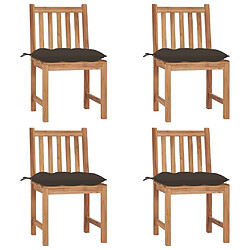 Maison Chic Lot de 4 Chaises de jardin avec coussins | Fauteuil chaises d'extérieur Bois de teck massif -GKD76441