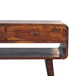 Avis Artisan Furniture Table console Sonata en bois massif noyer avec fente ouverte, mobilier d'affichage élégant