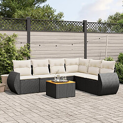 Maison Chic Ensemble Tables et chaises d'extérieur 7pcs avec coussins,Salon de jardin noir résine tressée -GKD807978