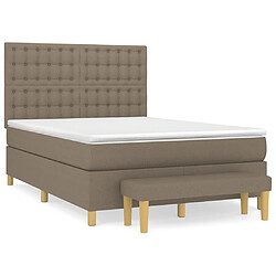 vidaXL Sommier à lattes de lit avec matelas Taupe 140x200 cm Tissu