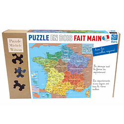 Puzzles Michele Wilson Puzzle en bois Fait Main 100 pièces : Carte de France des départements