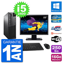 PC Lenovo M91p SFF Ecran 22" Intel i5-2400 RAM 16Go Disque 250Go Windows 10 Wifi · Occasion 