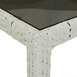 Acheter vidaXL Table de jardin Blanc 190x90x75 cm Verre trempé/résine tressée