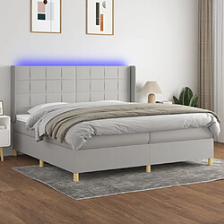 Sommier à lattes et matelas LED,Cadre à lattes de lit pour Adulte Gris clair 200x200 cm Tissu -MN31650