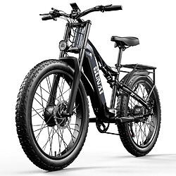 GUNAI GN68 Vélo VTT électrique adulte 26" Double moteur 2000W 17,5AH Batterie Samsung Full Suspension Fat Bike Noir