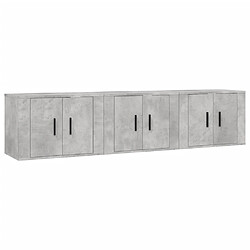 Maison Chic Ensemble 3 Meubles TV muraux suspendus gris béton 57x34,5x40 cm -MN70312