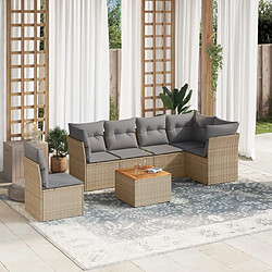 vidaXL Salon de jardin avec coussins 7 pcs beige résine tressée