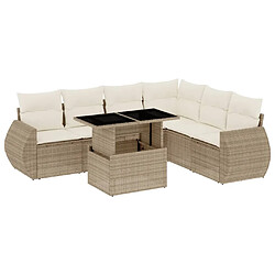 vidaXL Salon de jardin avec coussins 7 pcs beige résine tressée