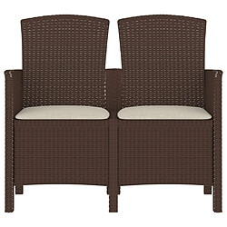 Avis Maison Chic Banc de jardin 2 places | Banquette de jardin | Chaise Relax avec coussins Rotin PP Marron -MN14810