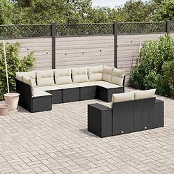 Maison Chic Ensemble Tables et chaises d'extérieur 9 pcs avec coussins,Salon de jardin noir résine tressée -GKD490895