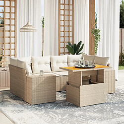 vidaXL Salon de jardin avec coussins 7 pcs beige résine tressée 