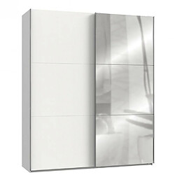 Inside 75 Armoire coulissante LISBETH 1 porte blanc 1 miroir 200 x 236 cm hauteur 