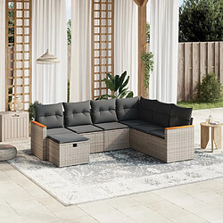 vidaXL Salon de jardin avec coussins 7 pcs gris résine tressée 