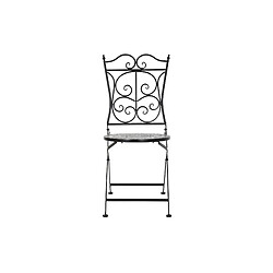 Pegane Lot de 2 chaises de jardin noir en fer forgé - Largeur 39 x Hauteur 93 x Profondeur 50 cm 