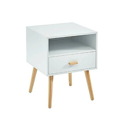 Avis ULYS Table de chevet 1 tiroir et niche de rangement - Decor Blanc - L 40 x P 39,5 x H 50 cm