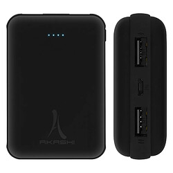 Powerbank 10000mAh Chargeur Externe 2x Ports USB + Port Micro USB Akashi Noir