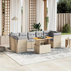 vidaXL Salon de jardin avec coussins 8 pcs beige résine tressée 