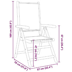 Acheter vidaXL Chaises de jardin lot de 2 bleu/blanc bois acacia massif tissu