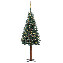 vidaXL Sapin de Noël mince pré-éclairé et boules vert 210 cm 