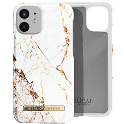 iDeal of Sweden Coque pour iPhone 12 Mini Marbré Luxe Ultra fine Carrara Gold Blanc 