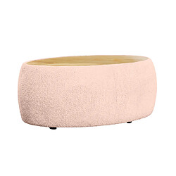 Bestmobilier Mahina - table basse ovale - en tissu bouclette et plateau en bois - 114 cm Mahina - table basse ovale - en tissu bouclette et plateau en bois - 114 cm - Rose